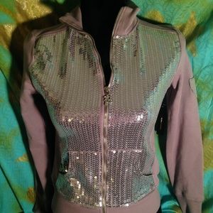 NWT BCBG SEQUINED HOODIE SM